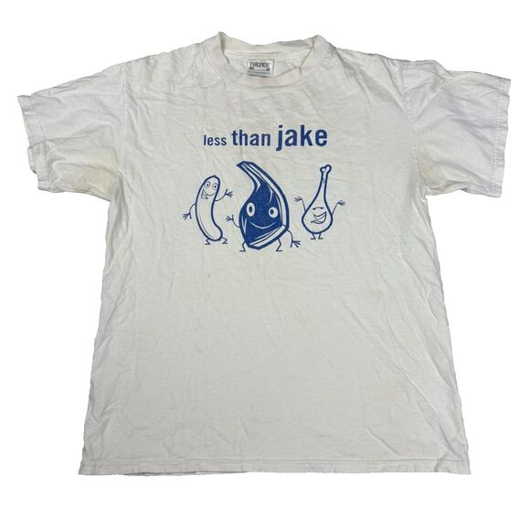 Vintage Less Than Jake T-Shirt M Eating Meat Tour Ska Band Tee 90s Tultex USA - Picture 2 of 8